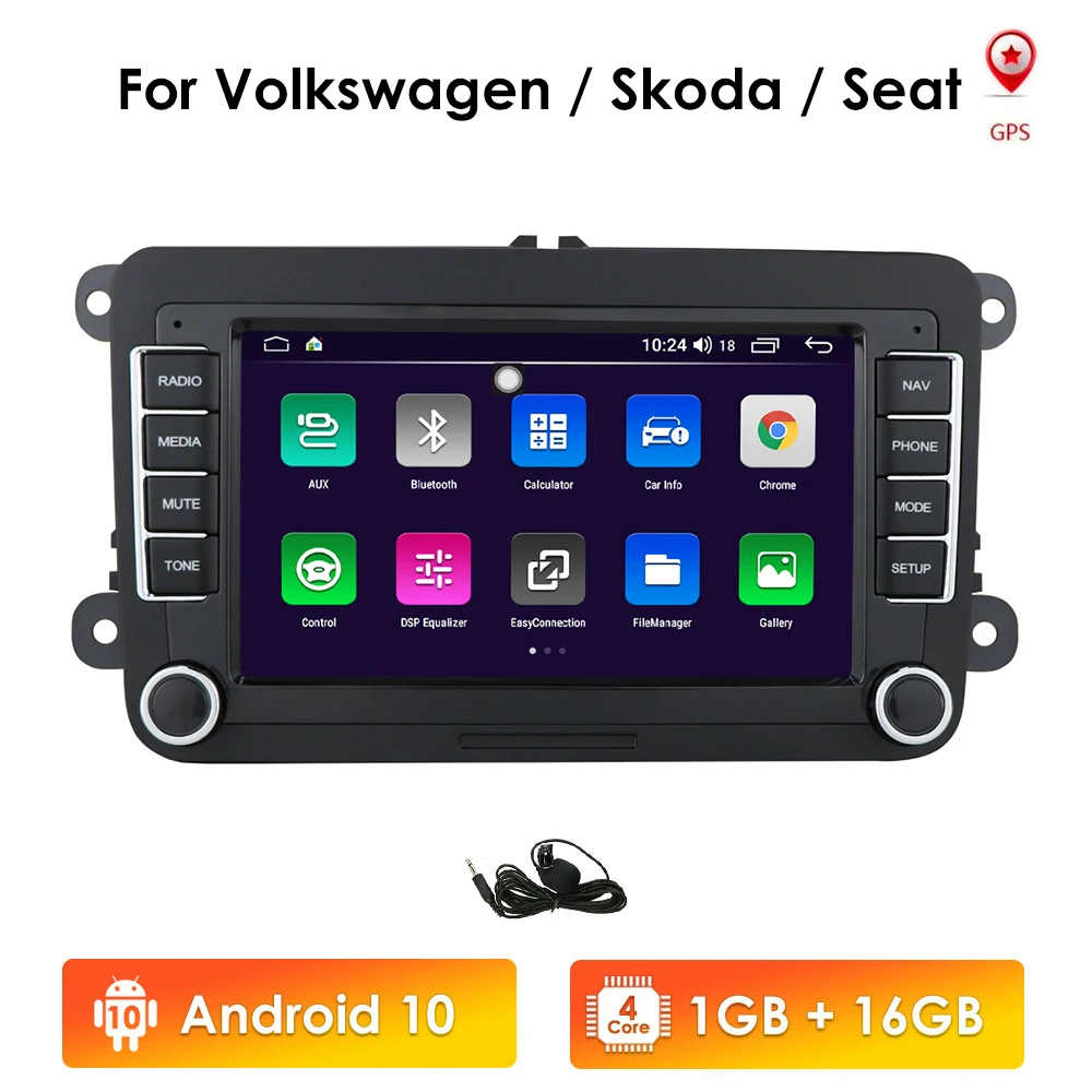 

Carplay 4G+WIFI 2 Din Android Car Multimedia Player for VW Volkswagen Skoda Octavia Golf 5 6 Touran Passat B6 Polo Jetta MK5 MK6