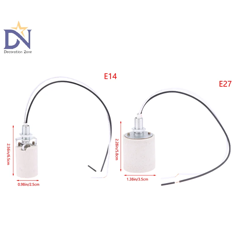 E14/E27 Ceramic Screw Lamp Holder LED Light Heat Resistant Adapter Home Use Round Socket For Bulb Base With Cable