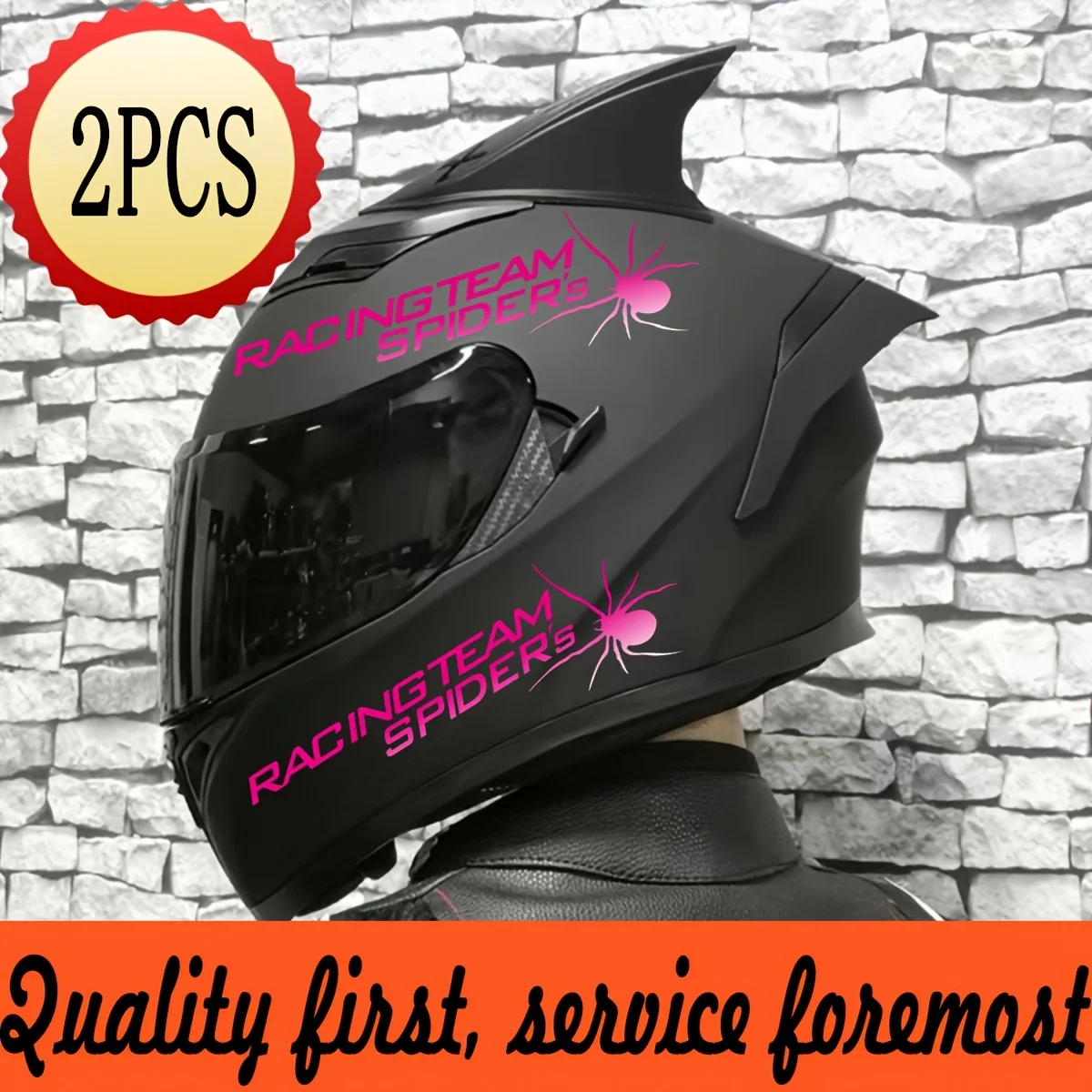 2D Flat motorcycle helmet stickers 2PCS competition team spider car rearview mirror stickers-Sturdy and waterproof PVC material