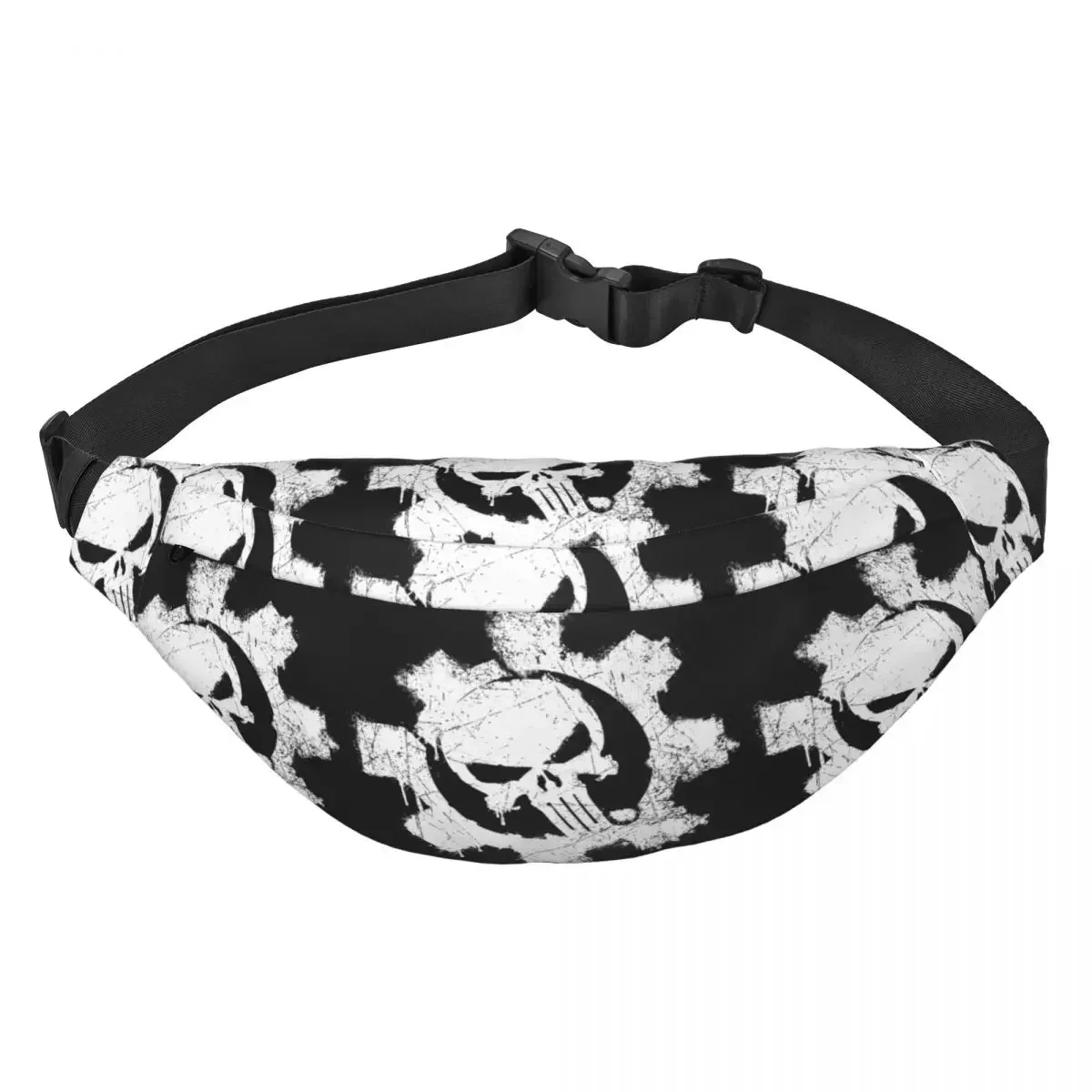 Skeleton Skull Heavy  Punishers Fanny Pack Women Men  Sling Crossbody Waist Bag for Running Phone Money Pouch