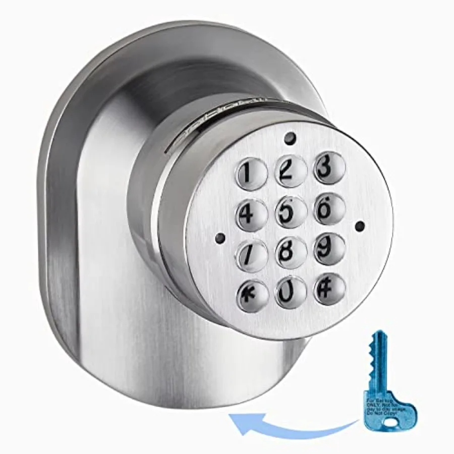 

® Electronic Keypad Door Knob SoHo Mill® and Lock Set with Backup Mechanical Key Spring Latch Lock; Not Deadbolt; Not Phone Con
