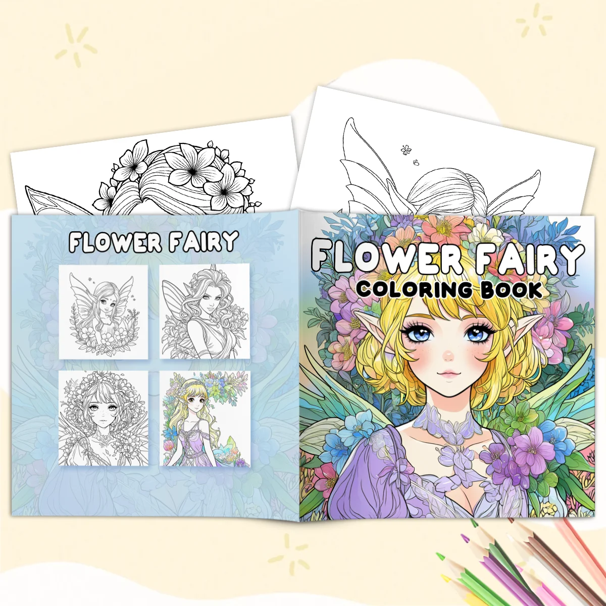 Flower Fairy Bold-easy Patterns Coloring Book for Adults Cute Drawing Book Perfect Gift for Party and Birthday