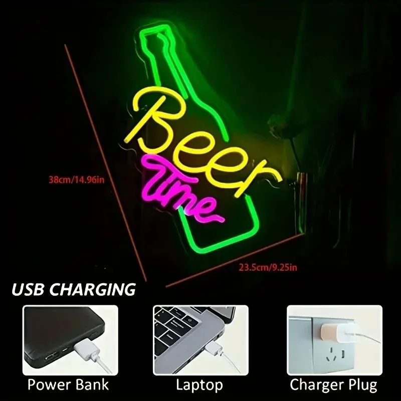 LED Neon Signs USB Operated Man Cave Gifts for Men Beer Mug Light up Wall Decor for Cafe Hotel Garage Bedroom Birthday Party