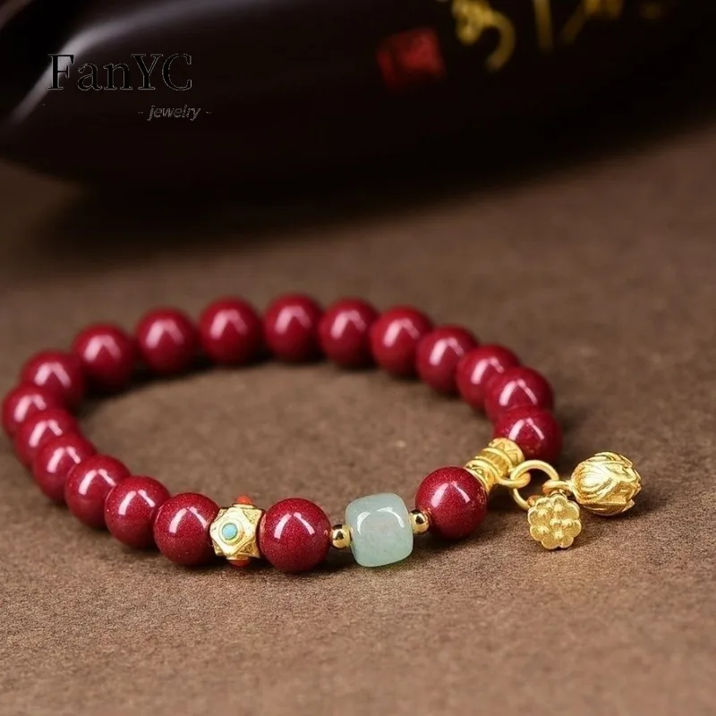 Natural Raw Mineral Two Happy Lotus Bracelet Purple Gold Sand Fashion Exquisite Luxury Women Jewelry Bracelet Holiday Gift