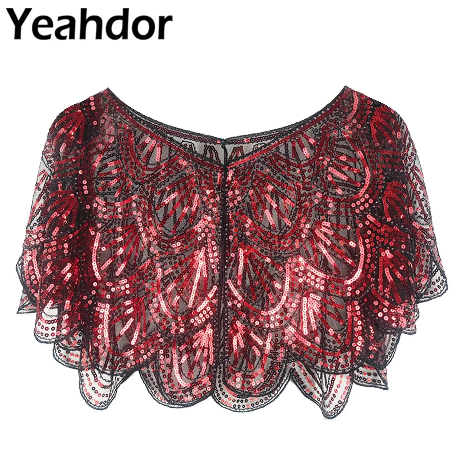 

Women Sparkly Sequins Bolero Retro Bridal Shawl Covers Ups Vintage Evening Cape Wrap Prom Banquet Ceremony Cocktail Party Shrug