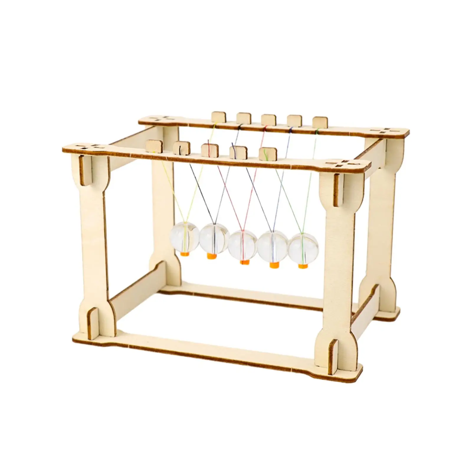 2xNewton's Cradle DIY Physics Gadget Handmade Assemble Set Wood Desk Toy Educational Toy Science Experiment Toy for Home Office
