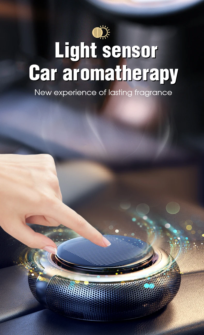 Neue hochwertige Solarenergie rotierende Aromatherapie Auto Lufterfrischer Parfüm Duft Aroma Diffusor Dekoration Zubehör – Detail 1