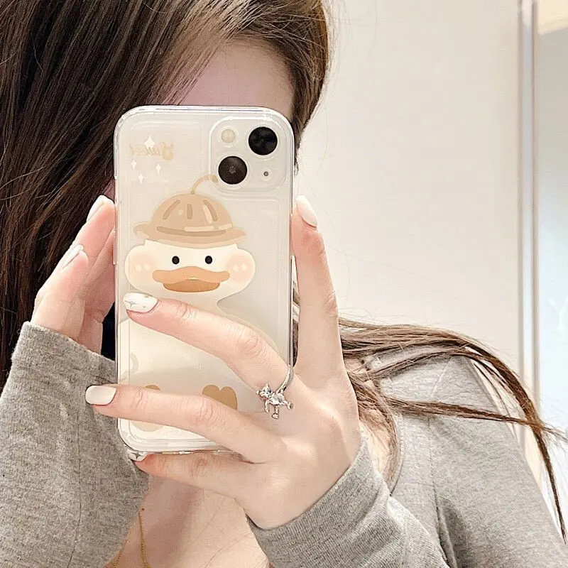 サムスン用のかわいいアヒルの電話ケース,透明で柔らかいカバー,s24 s20 s21 s22 s23 s30 plus ultra s20 s21 fe s23fe a13 a23 a32 a34 a54 a53