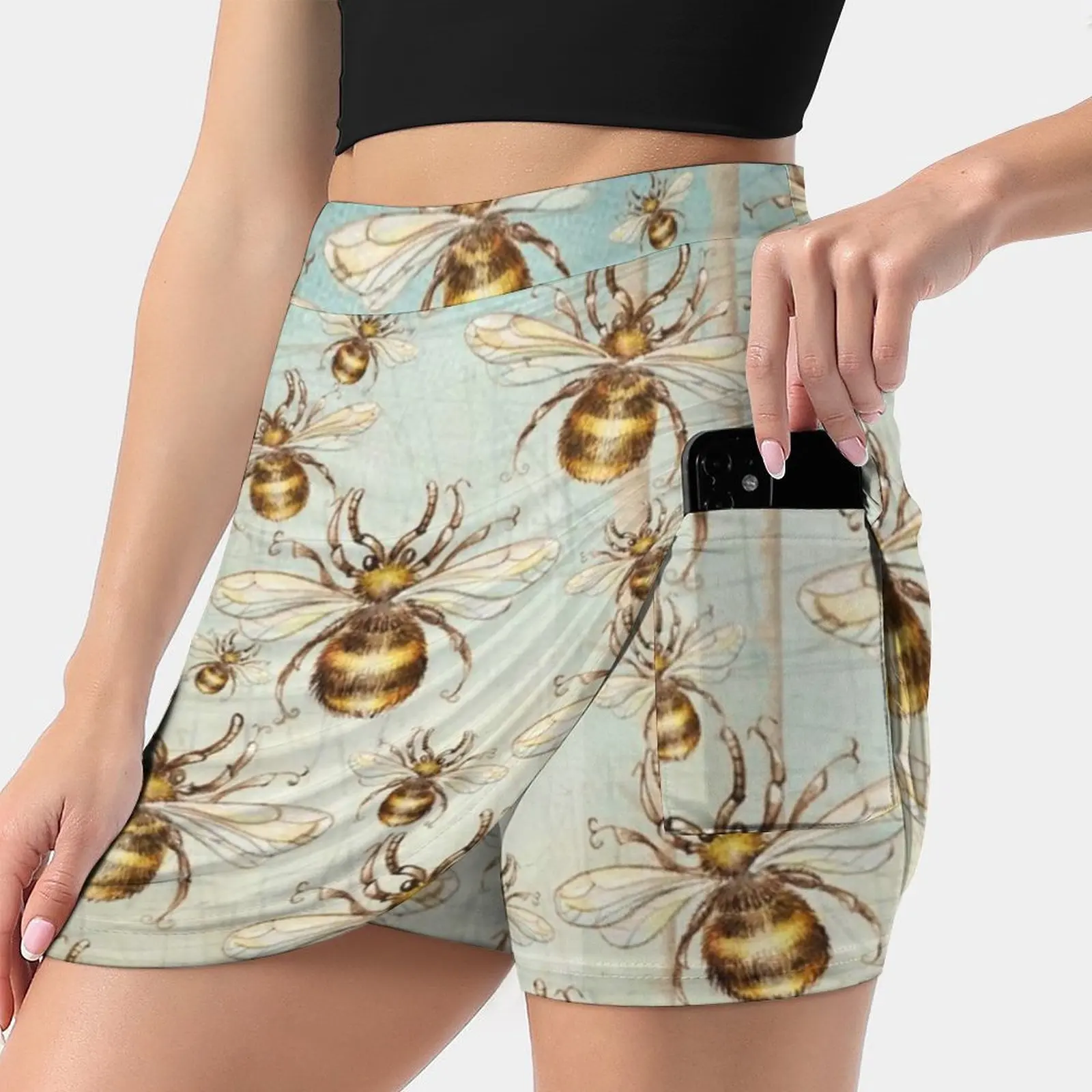 

Bees Women's skirt Sport Skort Skirt With Pocket Fashion Korean Style Skirt 4Xl Skirts Insect Bee Yellow Queen Fly Sky Vintage