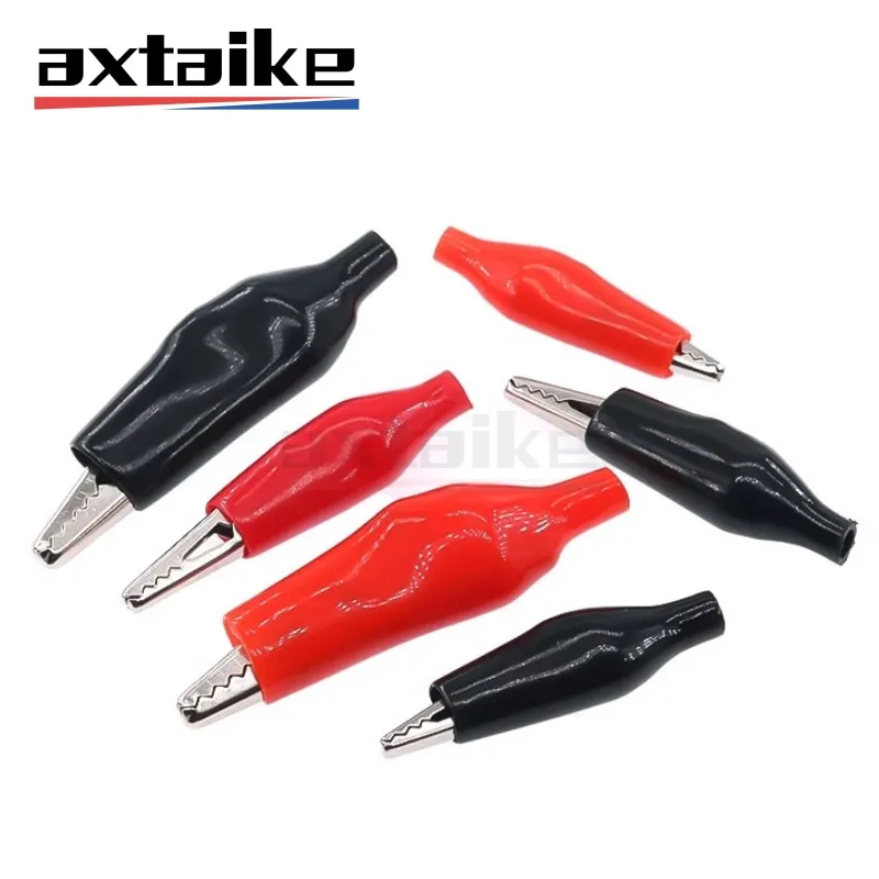 

10PCS Red Black Alligator Clip 28MM 35MM 45MM Metal Crocodile Electrical Clamp Testing Probe Meter With Plastic case
