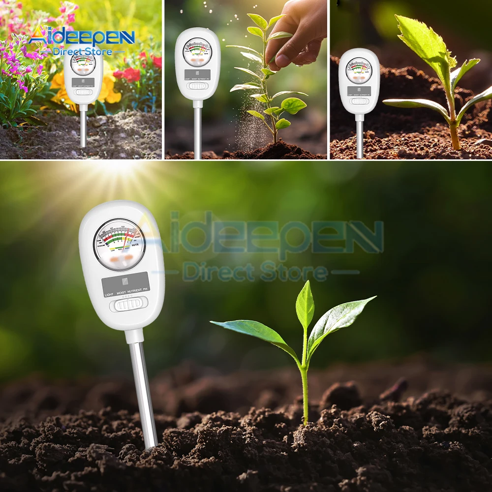 4 in 1 Soil PH Value Light Moist Nutrient Test Meter Indoor Potted Plant Measuring Instrument Plant Cultivation Gardening Tools