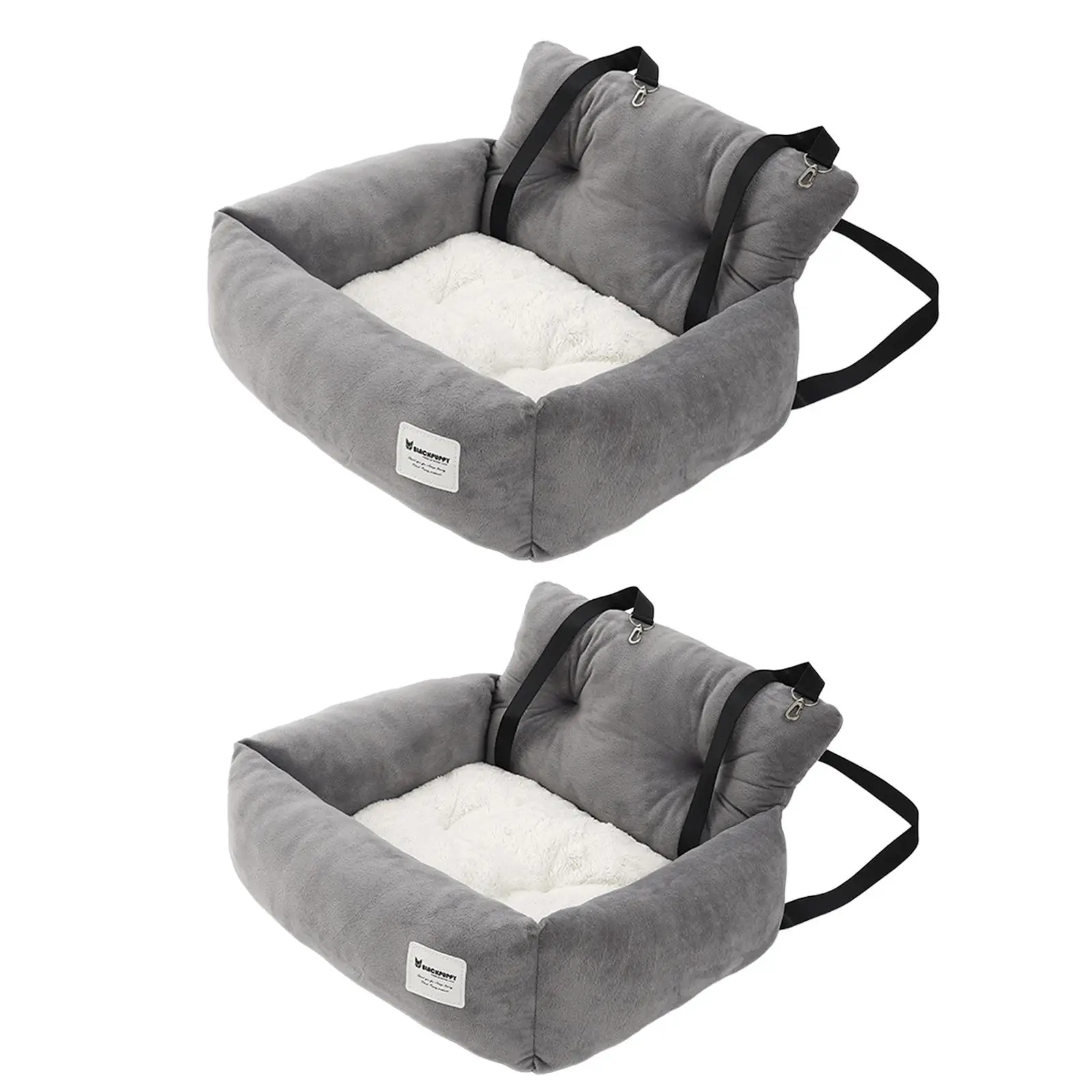 Dog Car SUV Seat Puppy Bed with Fixed Strap Accessory Anti Slip Bottom Grey