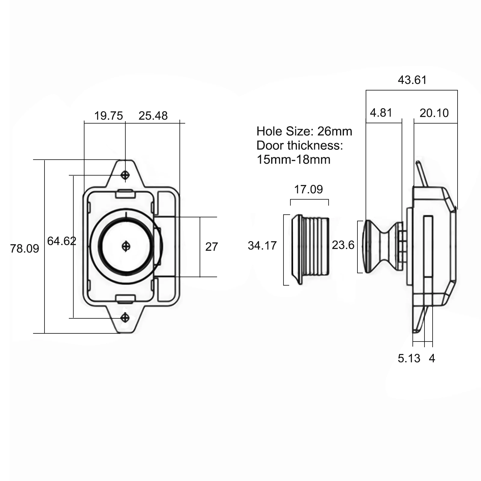 Bevestiging Hoge kwaliteit Praktische knop Catch Lock-knop Jachtknop Kast Kastbeslag L-vormige plaat