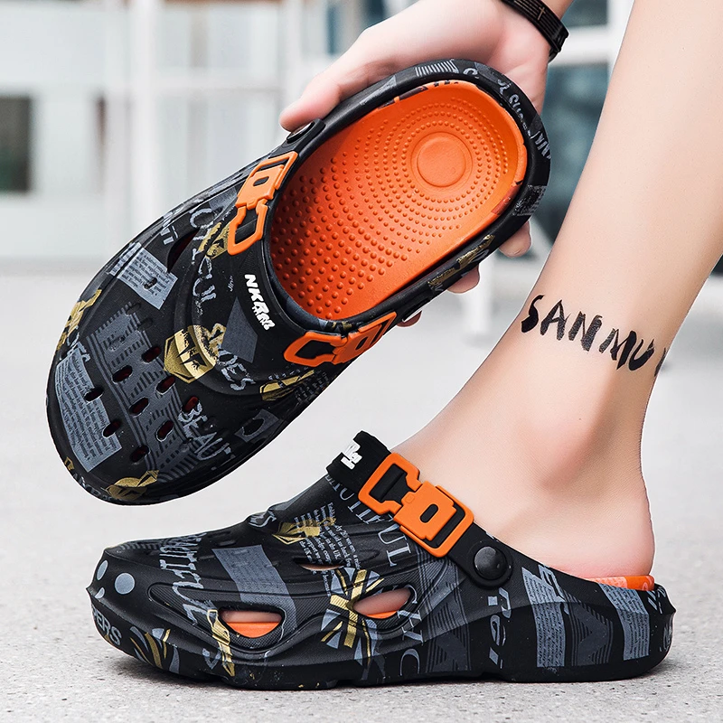

Men's Summer Outdoor Sports Sandals Anti-Slip Thick Bottomed Head Covered Flip Flops Beach Driving Casual EVA Flat Footwear