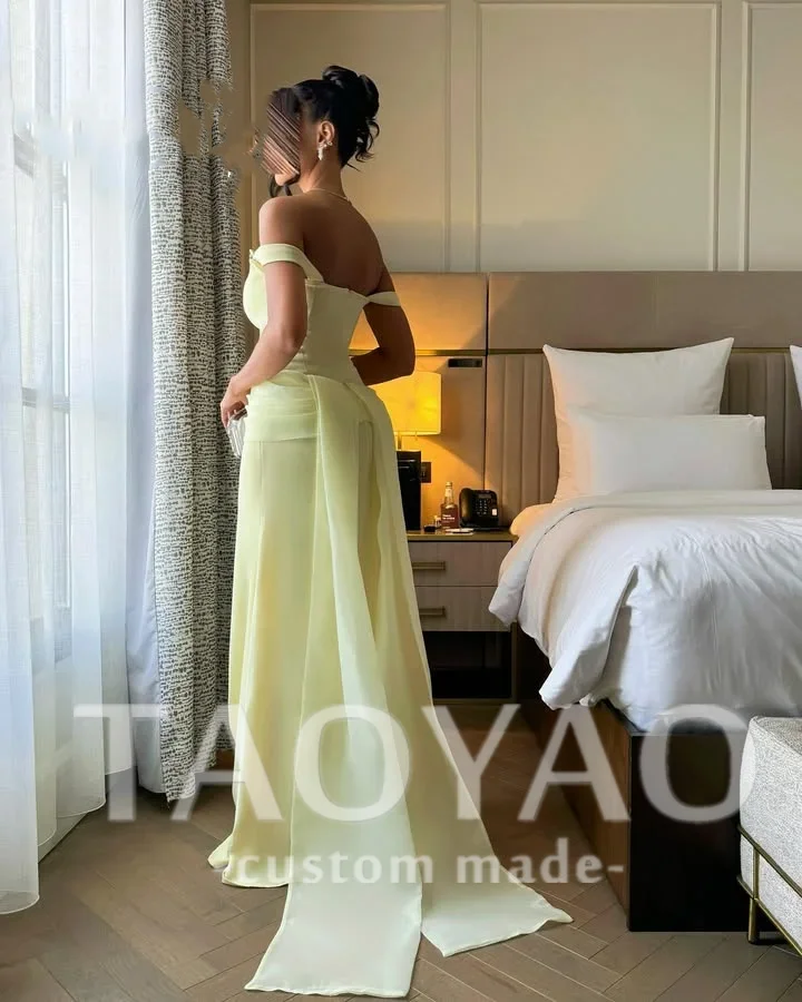 Yellow Prom Dress Off Shoulder Mermaid Sweetheart Evening Party Gown Backless Formal Occasion Cocktail Dress Customized 2025