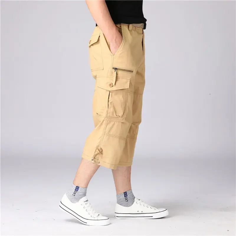 Calf Length Cargo Shorts Men Summer Multi-Pocket Casual Cotton Elastic Capri Pants Male Military Tactical Short Hot Breeches 5XL - Image 4