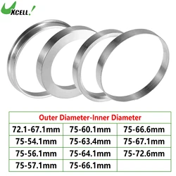 UXCELL 자동차 허브 중심 링 휠 보어 중심 스페이서, OD 75mm 72.1mm-ID 54.1mm 56.1mm 60.1mm 64.1mm 67.1mm, 4 개