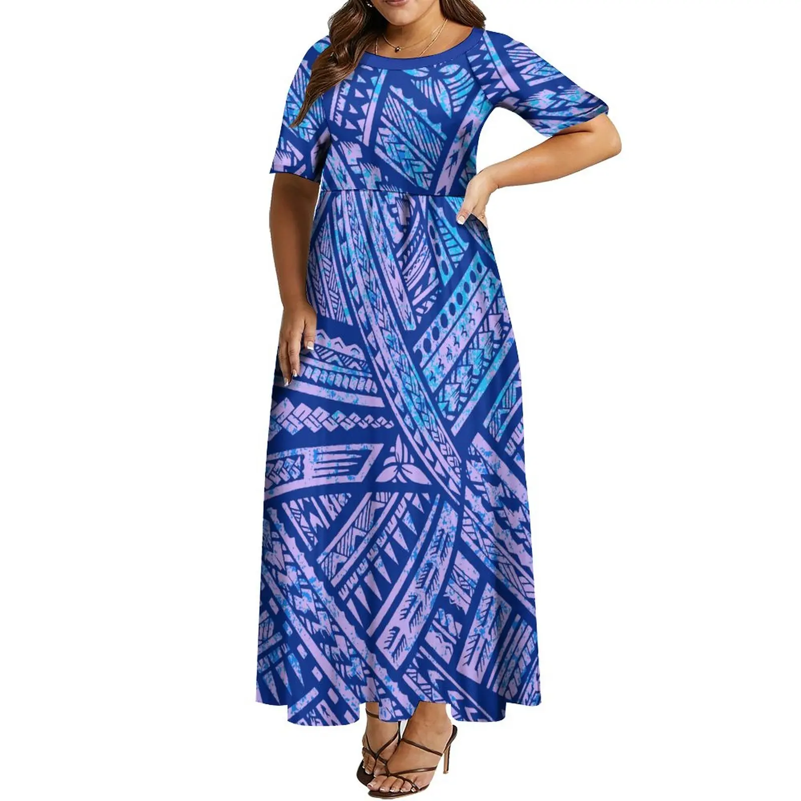 Polynesian women's crew neck dress Elegant dress Samoa Fiji Island Clothing Quality Fabric Summer dress plus size 8xl