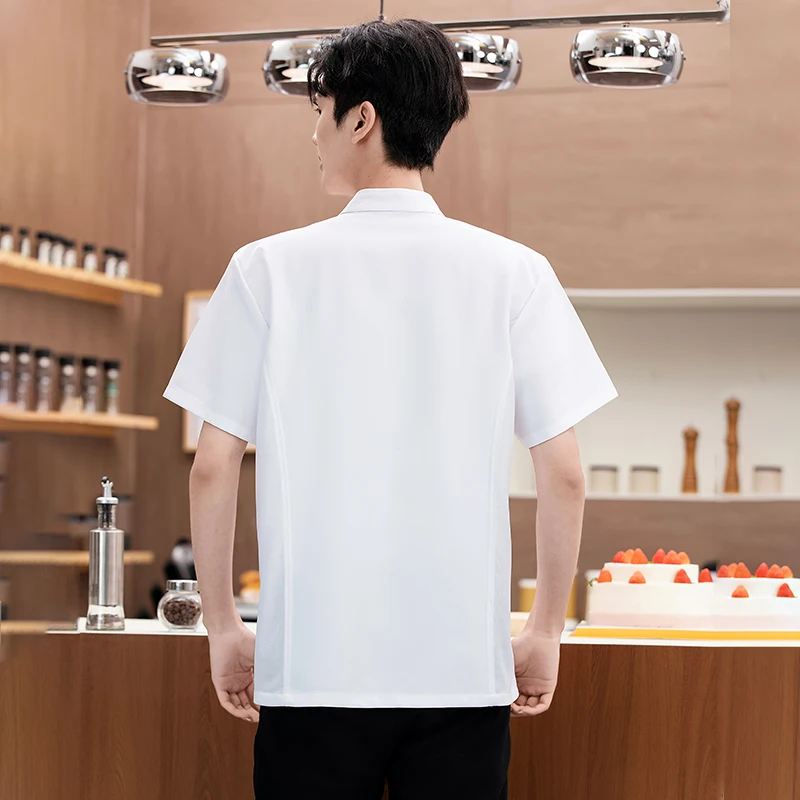 프리미엄 요리사 유니폼 주방 의류 5% 신축성, 얼룩 방지 및 통기성 호텔 작업복 베이커 카페 작업복