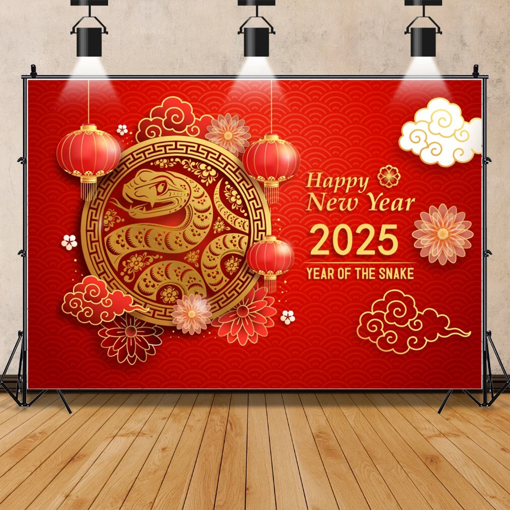 2024 Happy New Year Photography Backdrop Chinese Style Dragon Red Lantern Spring Festival Party Photocall Background Decor Banne