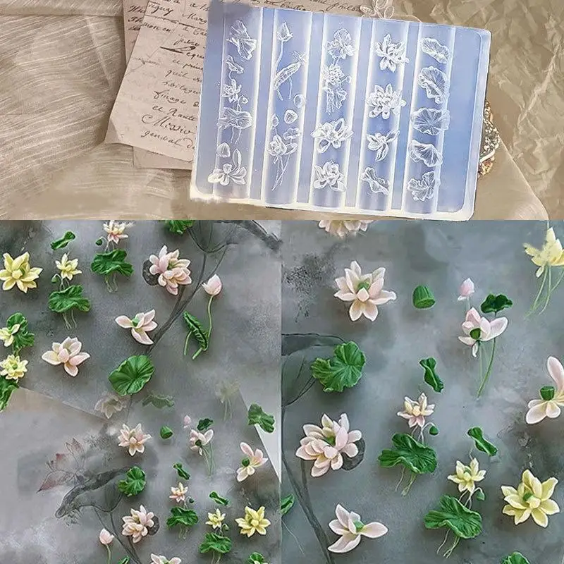 Advanced 3D Silicone Nail Mold for Creating Lotus and Leaves designs, Transparent Nail Art Manicure Tools for DIY Decoration