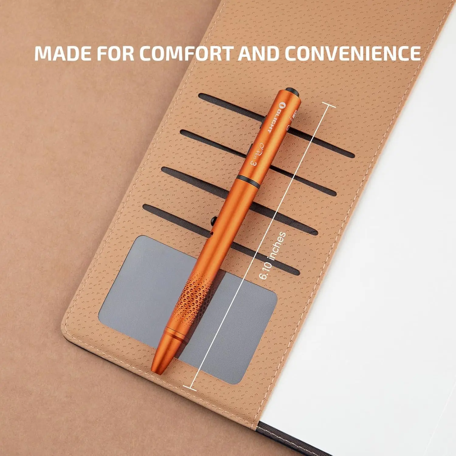 O'Pen 3 EDC Pen Light, haz verde de 120 lúmenes, linterna LED recargable USB-C, naranja