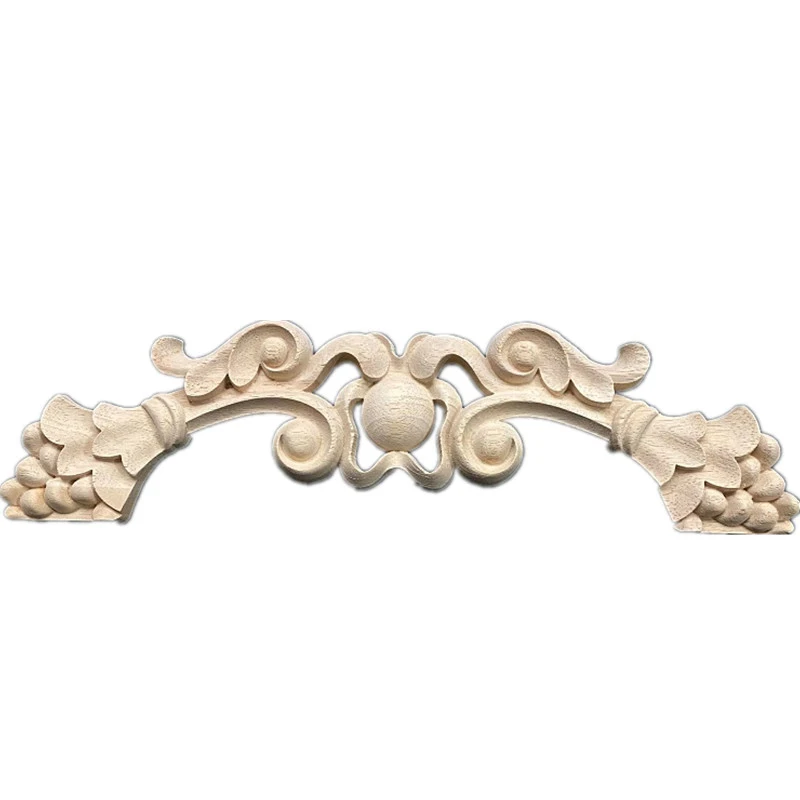 

40cm Wooden Furniture Appliques Luxury Home Decor Wood Flower Carving Onlay Waves Wood Decal Vintage Room Decoration Accessories