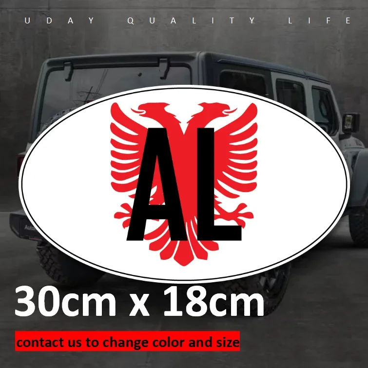 

OVAL sticker flag country code bumper decal car albania albanian Eagle AL Vinyl Weatherproof Windshield Truck Wall 03