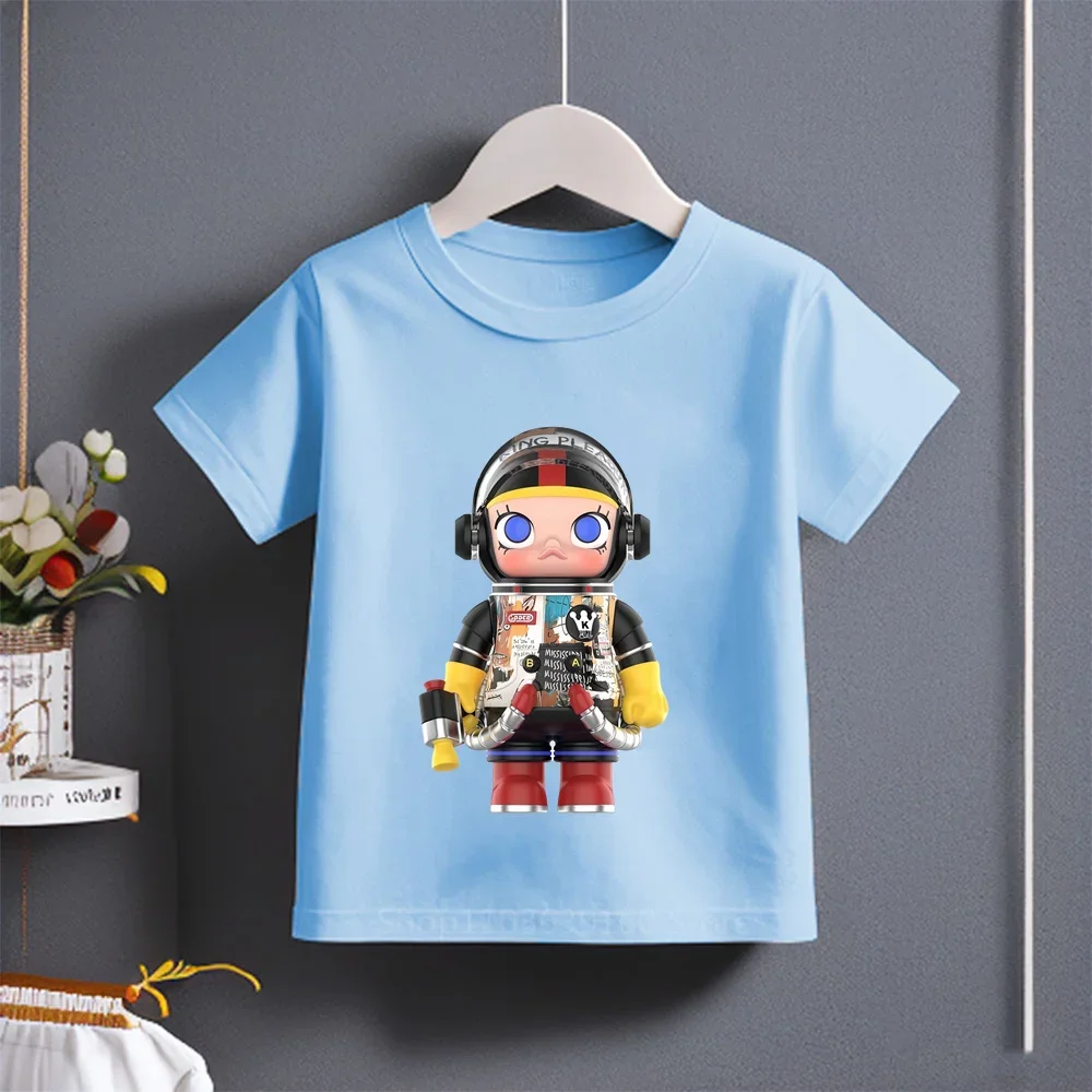 Summer New Cotton Casual Cute Kids Short Sleeve T-shirt with Blind Box Bubble Doll Cartoon Print for Boys Girls Ages 3-14