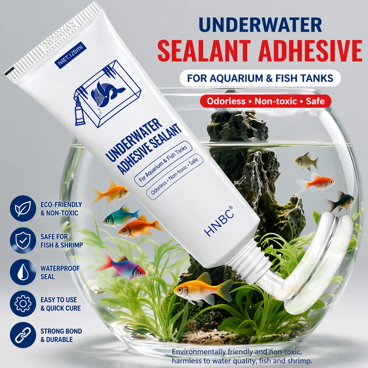 60ML Underwater Sealant Waterproof Leak Repair Adhesive for Aquarium Fish Tank Underwater Equipment