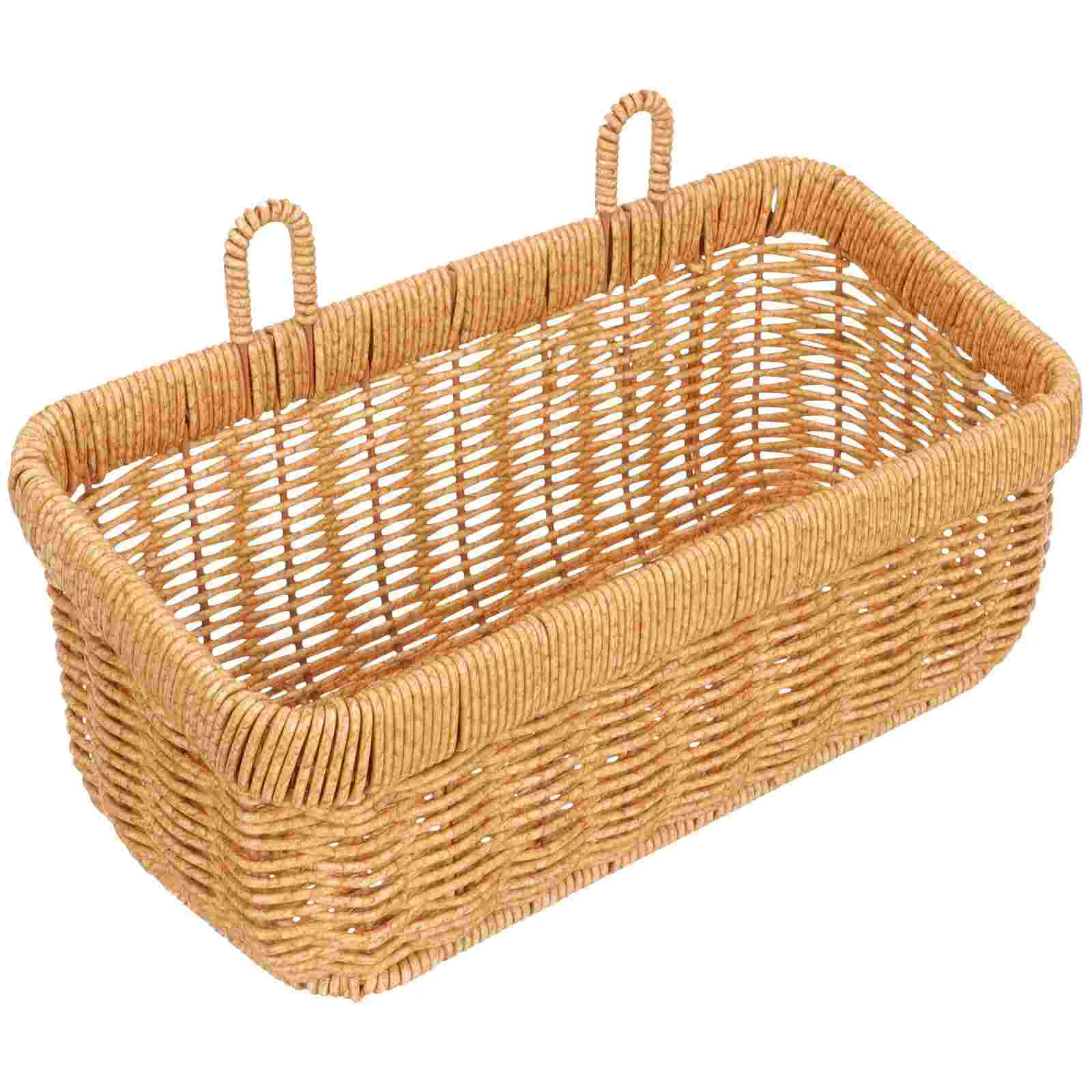 

Ginger Garlic Storage Basket Imitation Rattan Fruit Sundries Bin Woven Wall Organizer Hanging