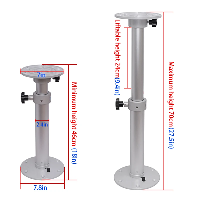 HWHong Upgraded Boat Table Base, Removable 17.8-27.2 Inch Height Range Adjustable RV Table Base Bracket Legs Base Mounting Frame