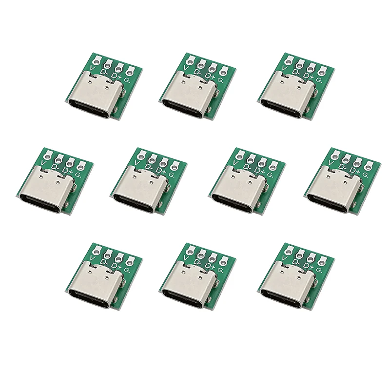 10 Teile/los USB Typ C 16 Pin Buchse auf 2,54mm Pitch Loch Test PCB Board Adapter Stecker Für Daten draht Kabel Übertragung