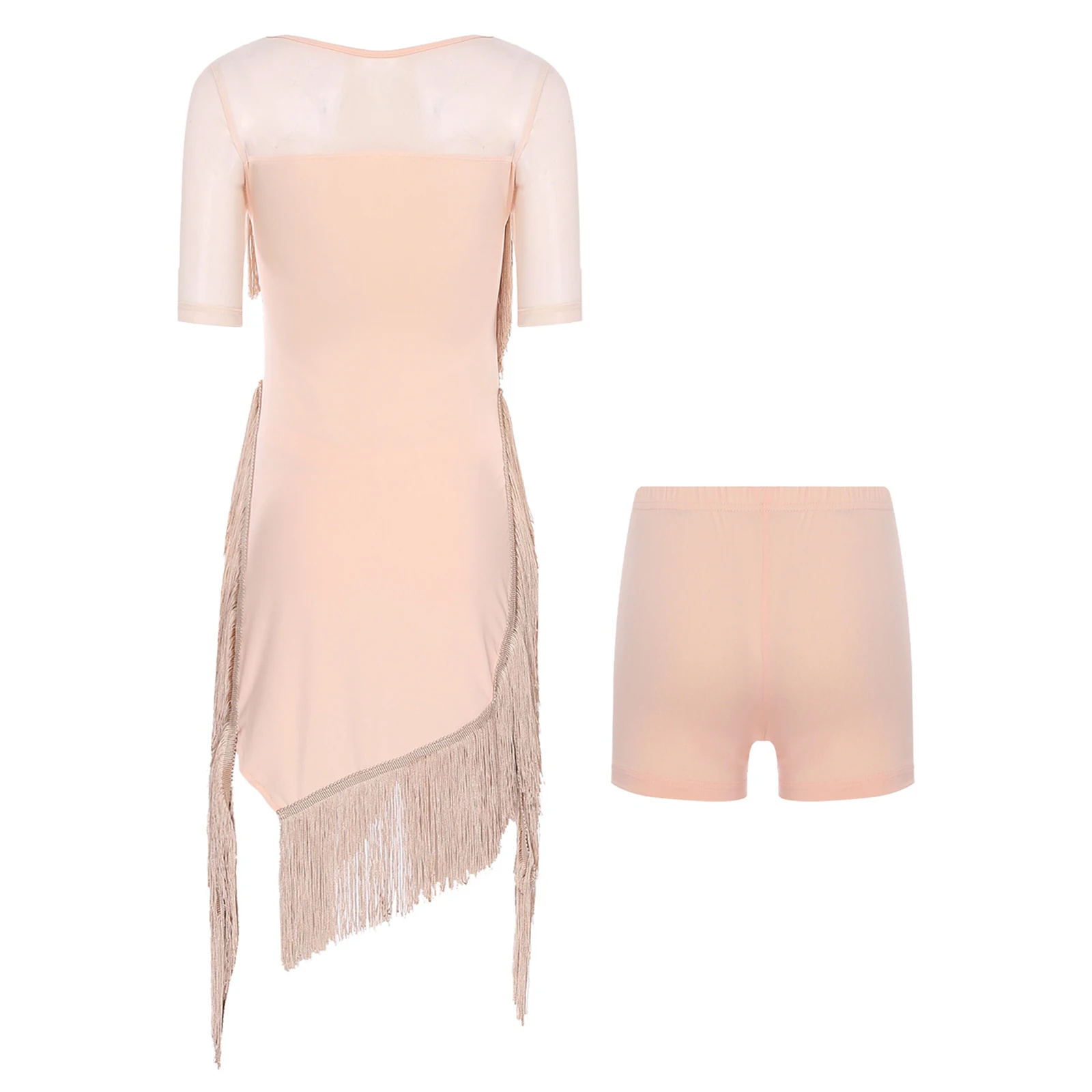 女性ラテンダンスタッセルドレスパフォーマンスコスチューム安全ショーツ付きタンゴサンバチャチャダンスプロフェッショナル練習衣装