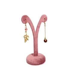 Creative Bean Sprout Shape Three-dimensional Earrings Jewelry Display Stand Pink Velvet Multi-purpose Earrings Storage Rack