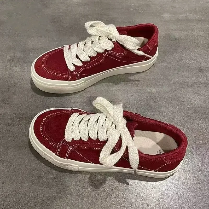 

2025 Hot Sale Spring New Retro Low-top Canvas Shoes Flat Women Casual Thick Sole Women's Board Shoes