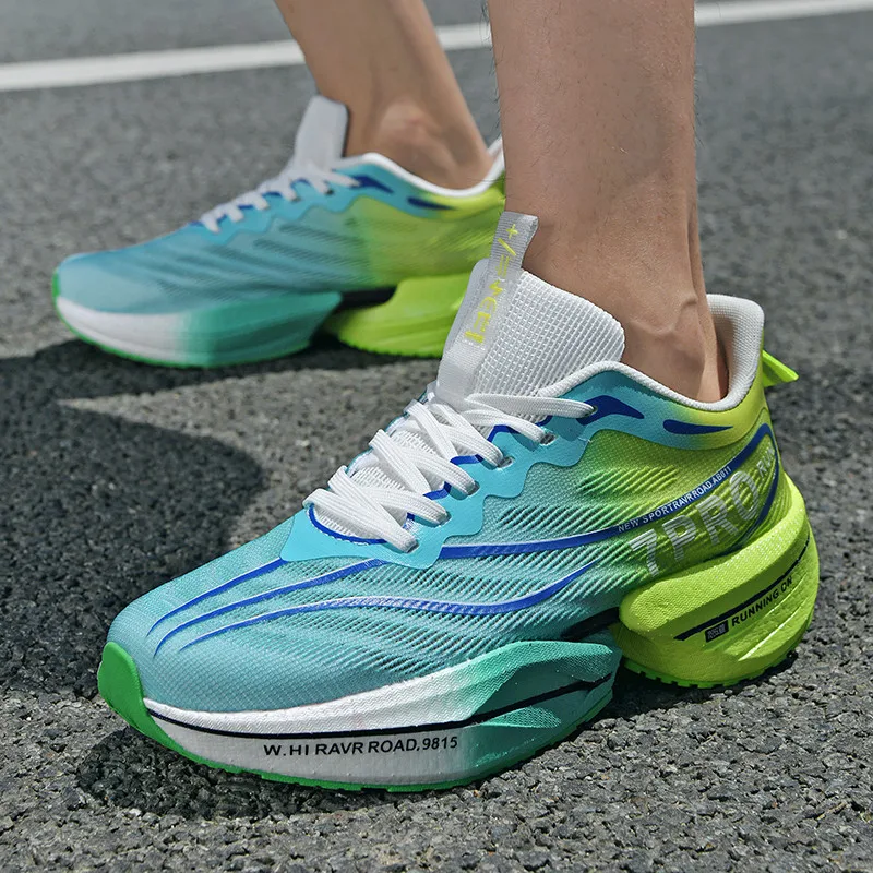 Scarpe da corsa sportive da maratona con piastra in carbonio da uomo, leggere e traspiranti, da donna, comode sneakers da allenamento antiscivolo per esterni