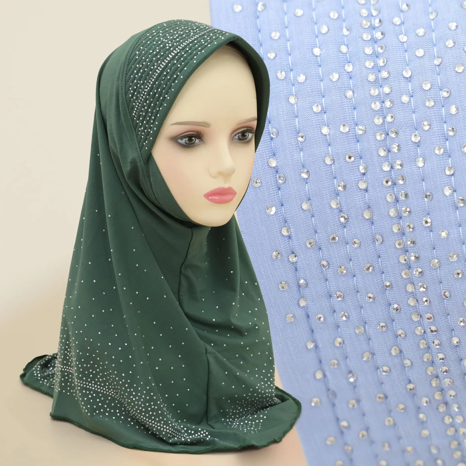 1szt Khimar Muzułmanki Natychmiastowy Hidżab Szalik Amira Overhead Veil Niqab Eid Ramdan Modlitwa Odzież Islamska Headwrap Szale Turban