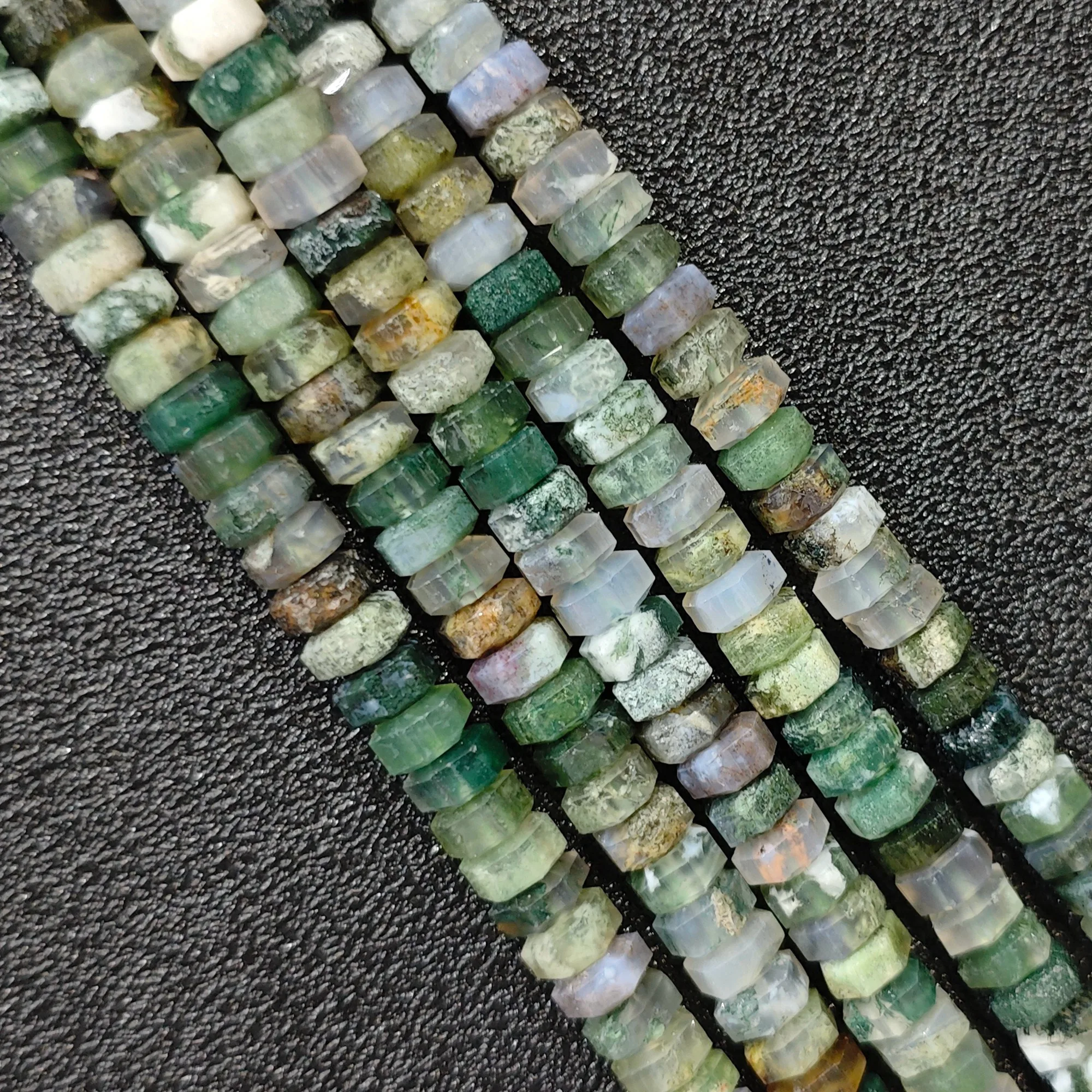 Faceted Moss Agate Spacer Beads Wholesale 6x3mm Translucent Green Inclusions Rondelle Loose Crystal Strand for DIY Crafts