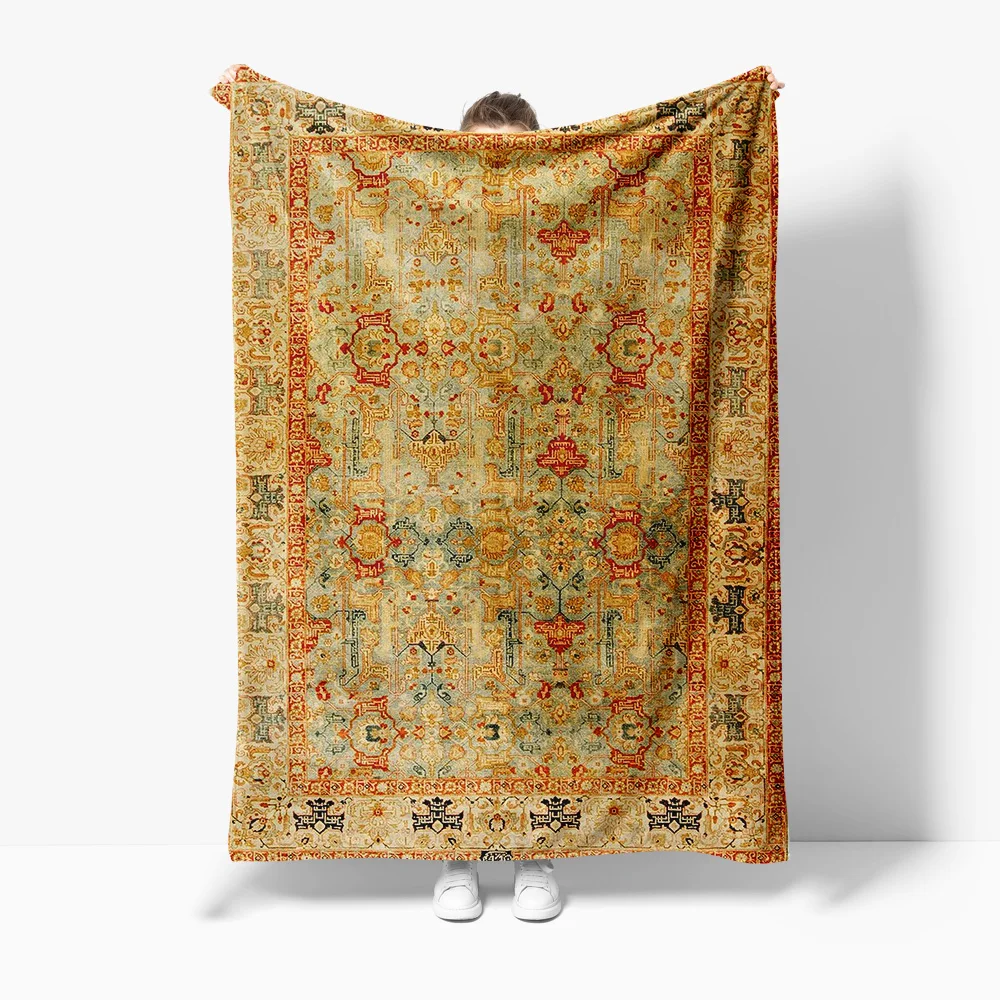 

Vintage Embroidered Kilim Rug Moroccan Style Ethnic Handmade Wool Blanket Throw Rug Decorative Cushion Cover