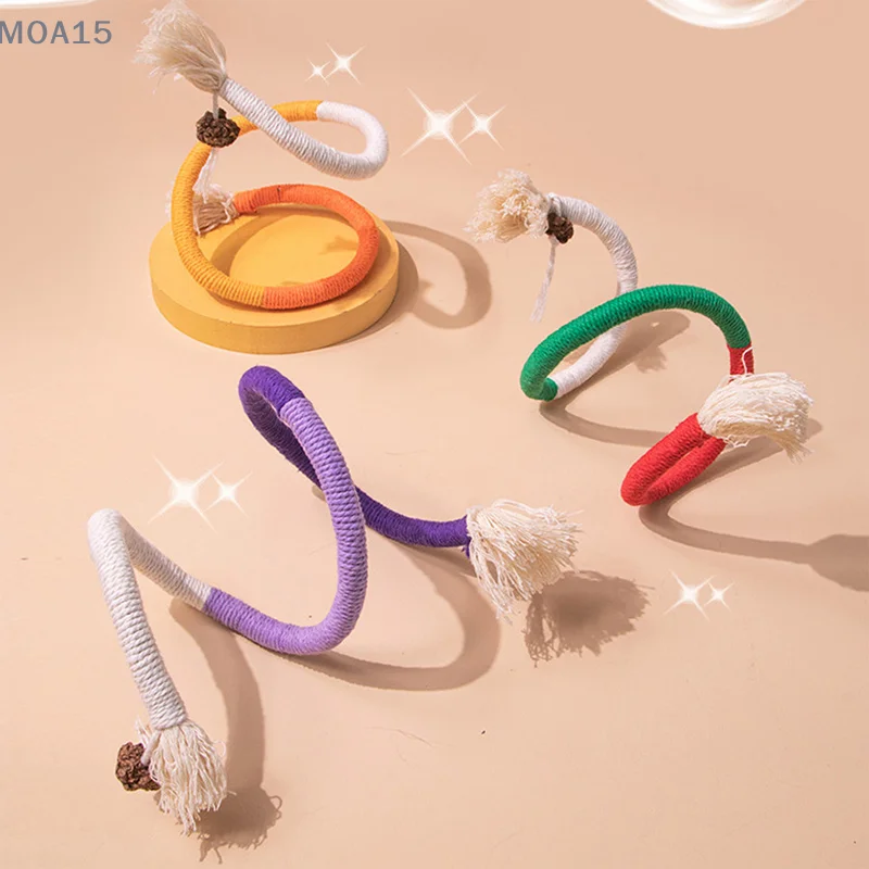 Cat String Toy Interactive Cat Scratcher Cotton Rope Toy Bite-resistant Chewing Teething Cat Toy Pet Teaser Wand String Rope