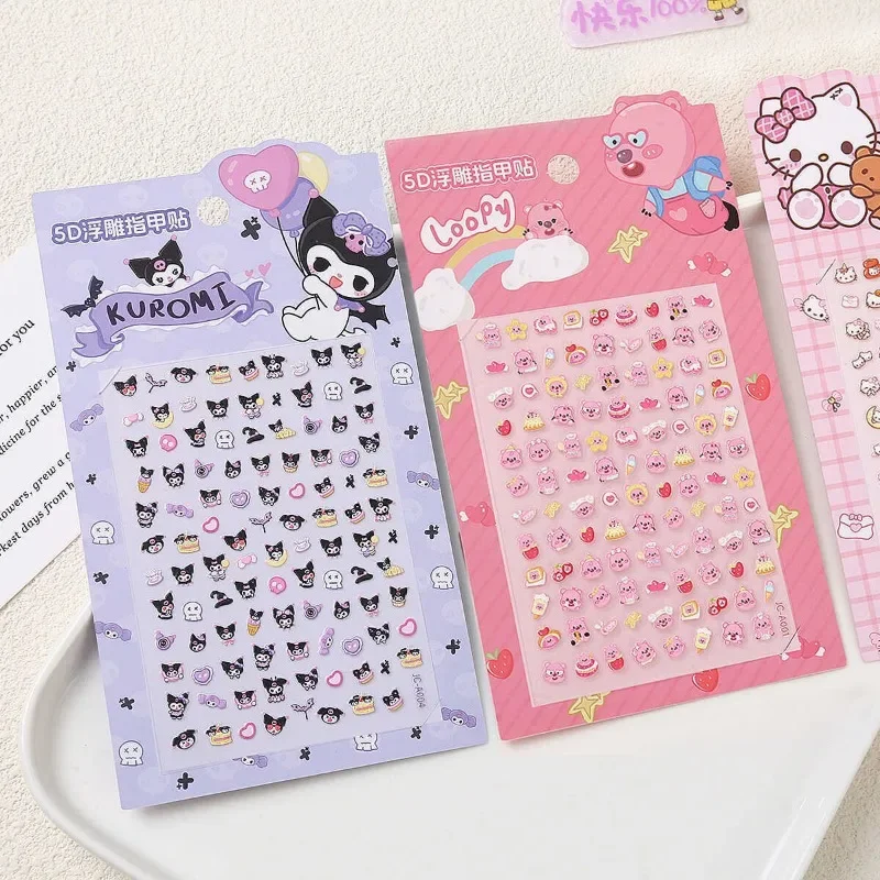 Sanrio Hello Kitty Nail Patche Cartoon Anime Cute KuromiFashion Charm Good-looking Nail Sticker Women Kawaii Holiday Gifts