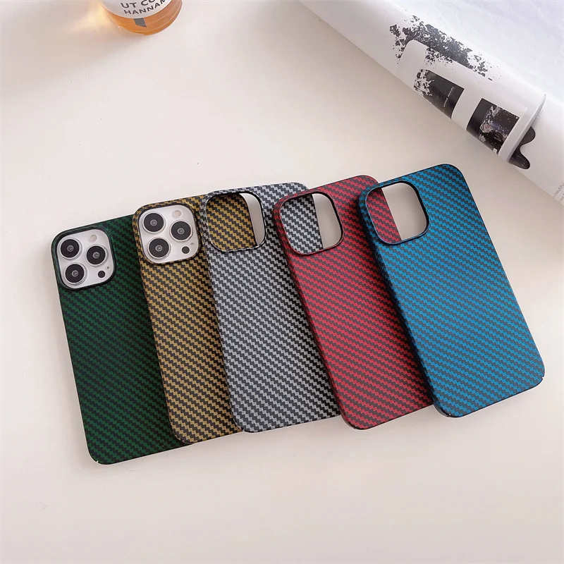 Ultra Thin Carbon Fiber Pattern Hard  Phone Case For iPhone 15 14 13 12 11 Pro Max 7 8 Plus X XR XS Max SE 2020 Protector Cover