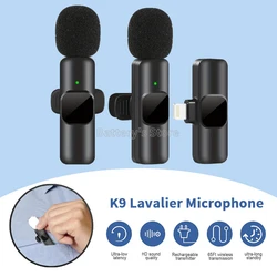 Microfono Wireless Lavalier originale k9 risvolto telefono cellulare registrazione Audio Video professionale microfono Live per iPhone tipo C 3.5mm