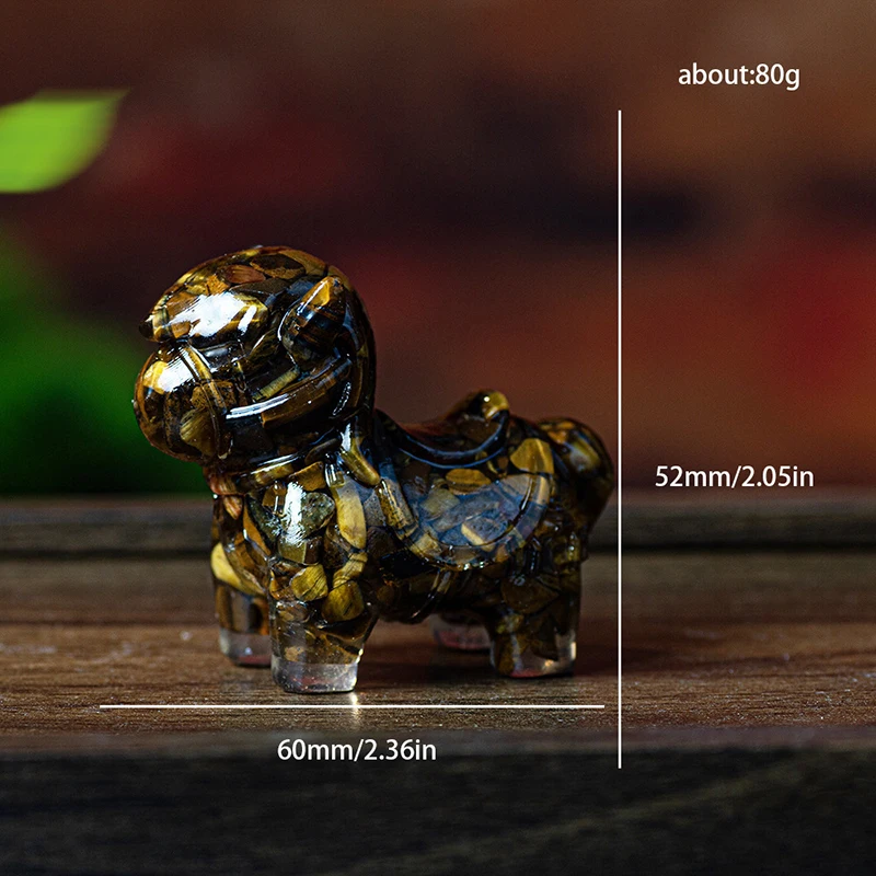Resin Pebble Miniature Horse Figurine Embedded Natural Crystal Desktop Small Ornament for Home Table Decoration