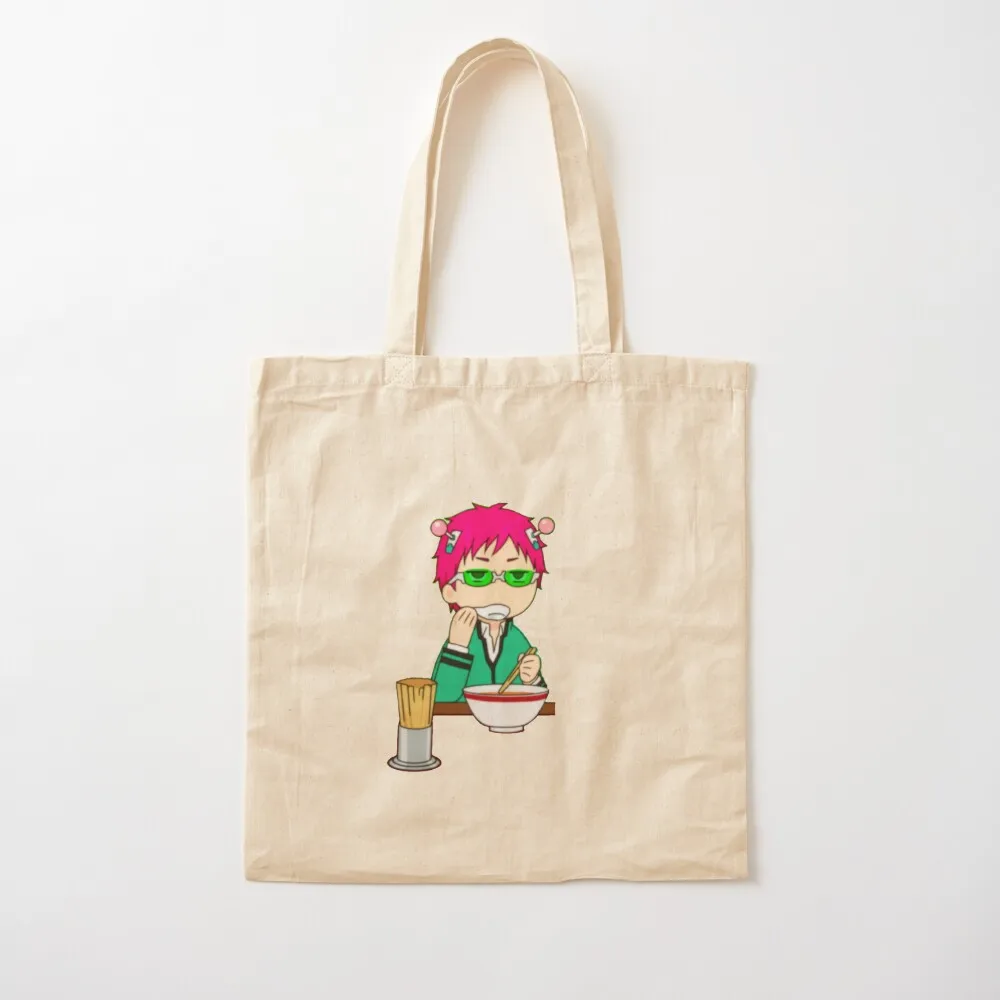 saiki eating ramen Tote Bag canvas tote bags reusable grocery bags canvas bags ecological