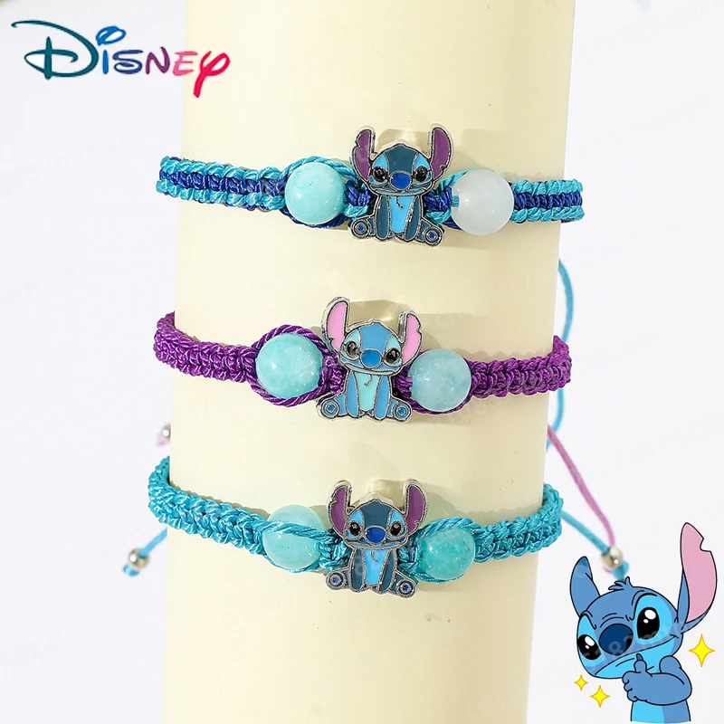 

2024 Disney New Cartoon Cartoon Stitch Bracelet Blue Pink Woven Rope Jewelry Gift Children's Birthday Gift Lovers Gifts