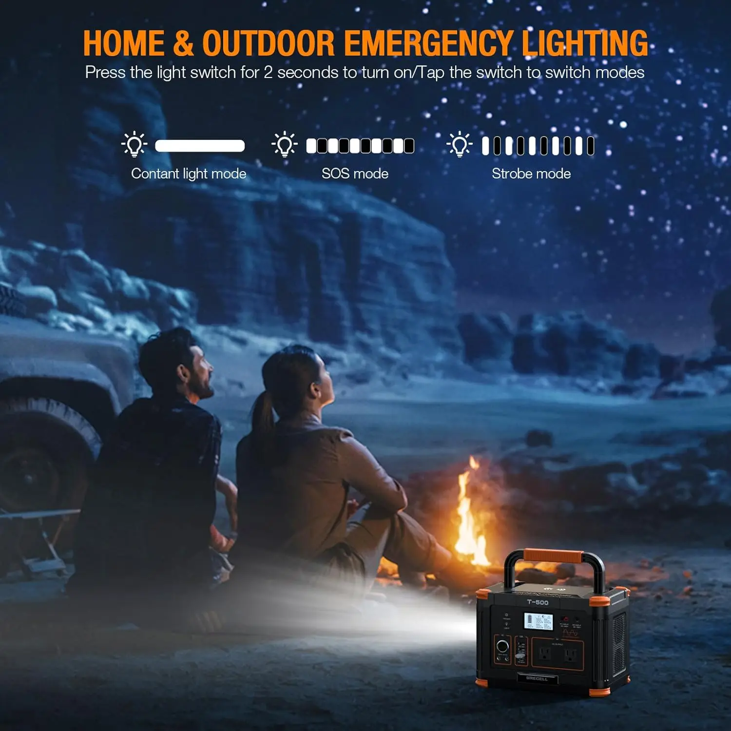 500W Portable Power Station with Solar Charging, 519Wh Battery for Camping, RV, and Home Emergency