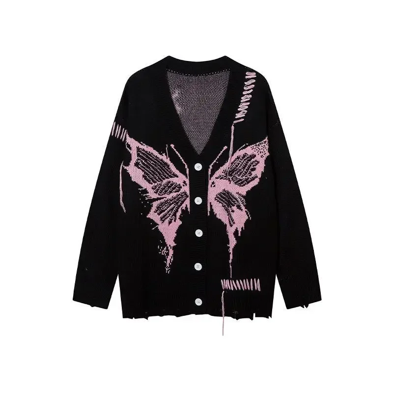 

Men's and Women's Spring Autumn Cardigan Sweater Knit Butterfly Couple Niche Design Simple Premium Comfortable Casual Soft Brand