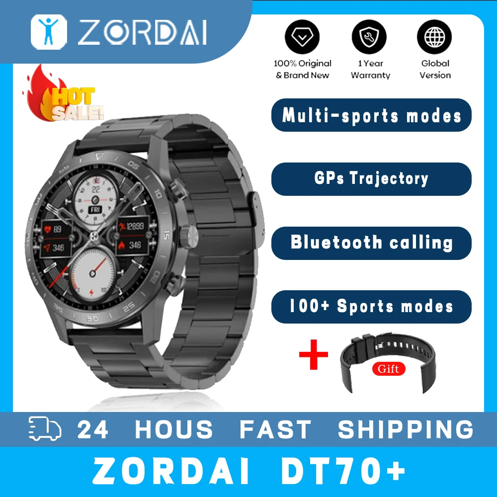 

2024 DT70+ Smart Watch Stainless Steel Business Fitness Wristwatch 1.45 Round Screen Bluetooth Call Smartwatch for Men Women